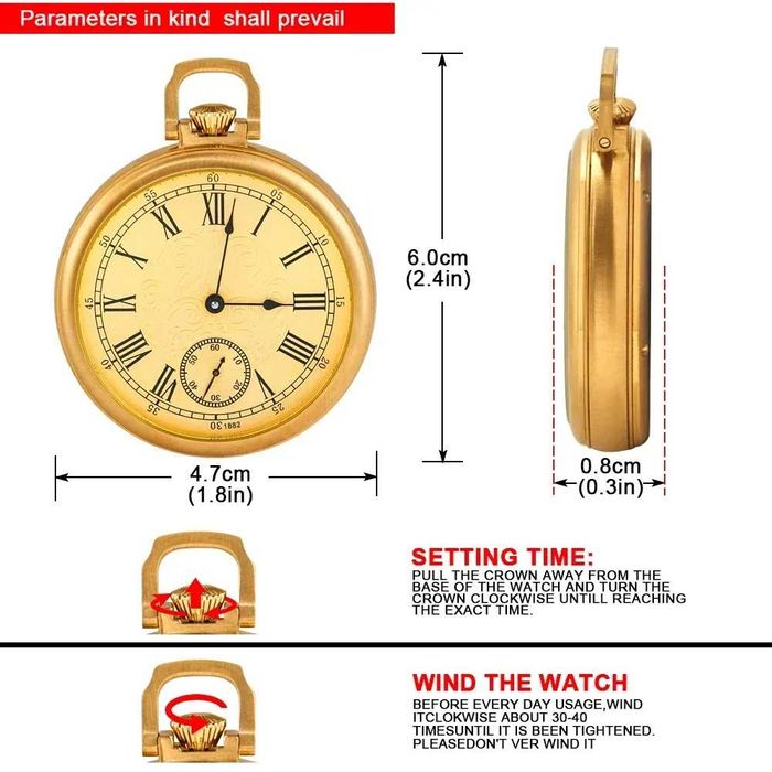 Ceas de buzunar Gold Mecanic Unitas 6497 Imperial 45 mm