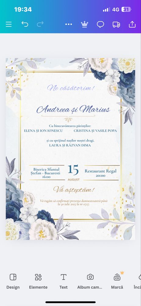 Invitatii personalizate-1,50lei/buc