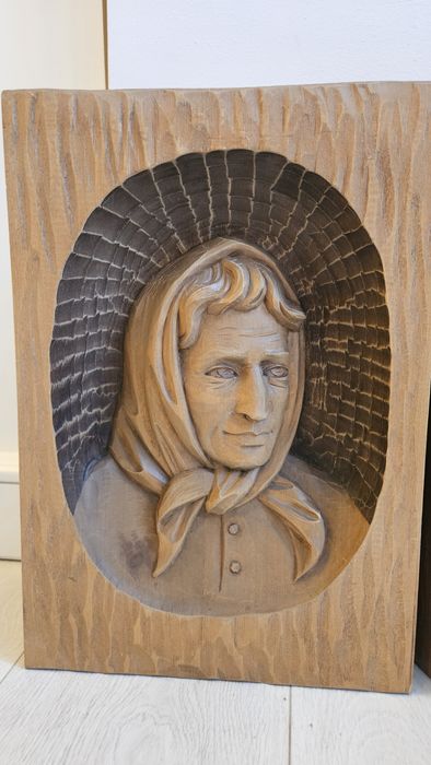 Două tablouri sculptate în lemn masiv vintage