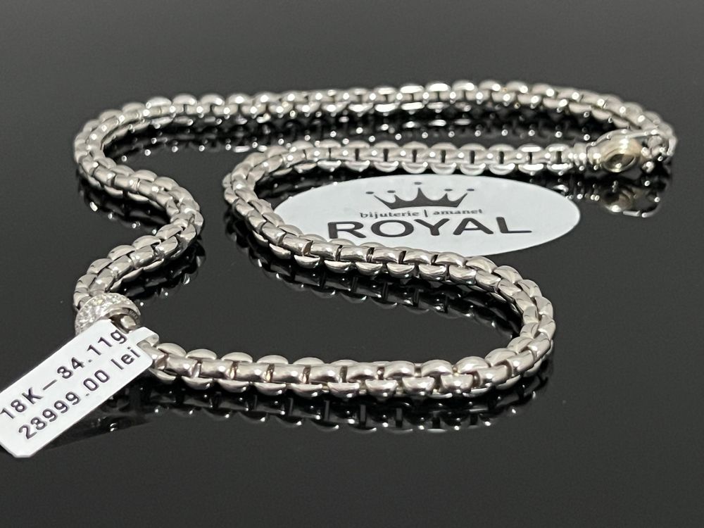 Royal Colier/ lant dama eka cu diamante aur 18K 750% 34,11 grame