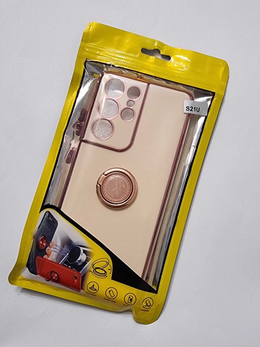 Husa protectie cu inel Samsung S21 Ultra 5G, roz pudra