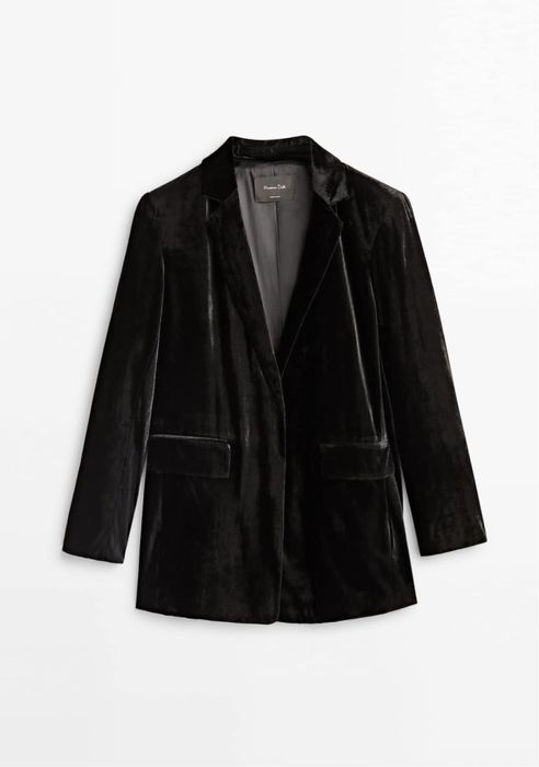 Blazer negru Massimo Dutti, din catifea