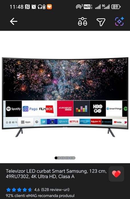 Smart TV 4K Samsung Curbat 49ru7302