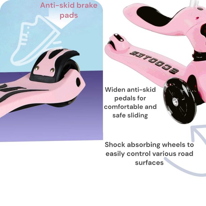 Trotineta 2in1 transformabila in tricicleta, ajustare 3 dimensiuni,roz