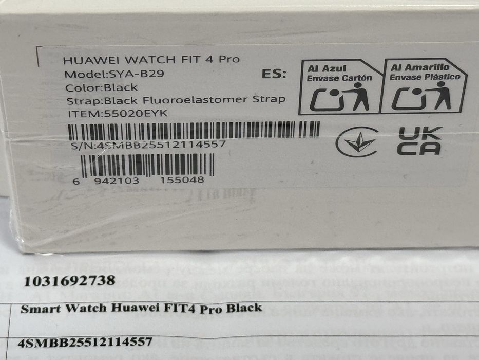 КАТО НОВ Huawei Watch Fit 4 Pro BT А1 Гаранция 2г Black Черен