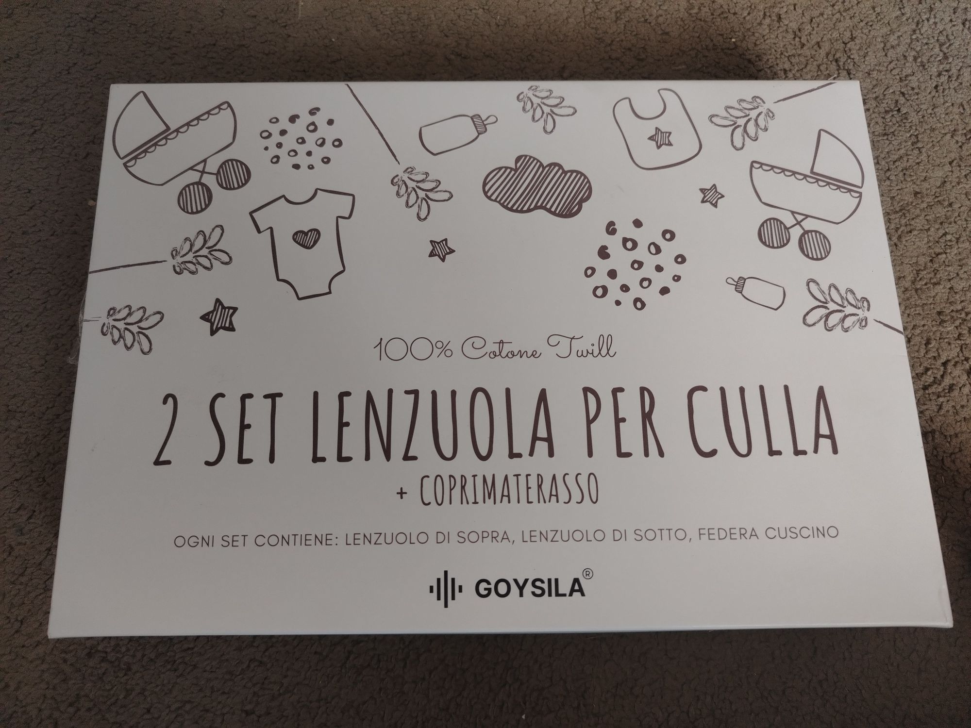 set de lenjerie de pat pentru pătuț de la marca Goysila.