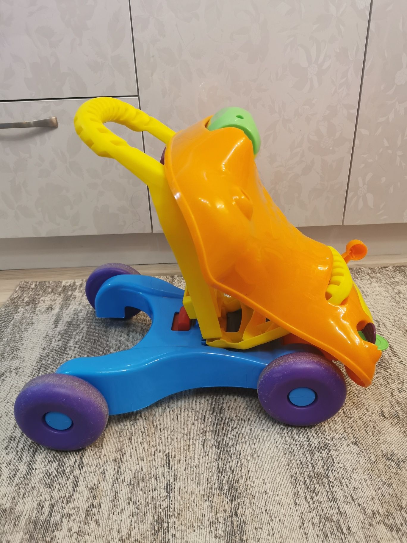Детска количка за яздене/бутане 2в1 - Orange