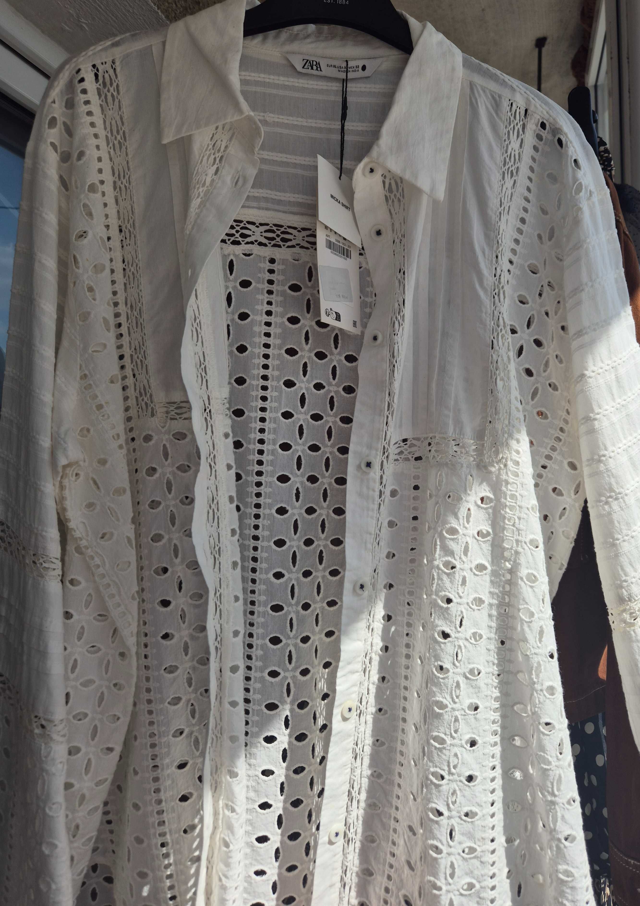 Vand bluza dama, de vara, alba, model ajurat, Zara, XL, bumbac