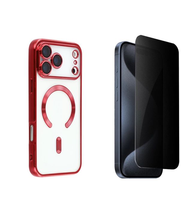 Iphone 17 AIR PRO MAX Husa Cercle Magsafe + Folie Sticla Privacy Edge