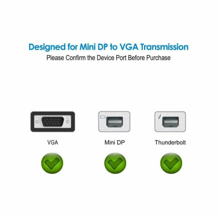 Thunderbolt / Mini Displayport към VGA кабел за Apple Macbook PRO/AIR