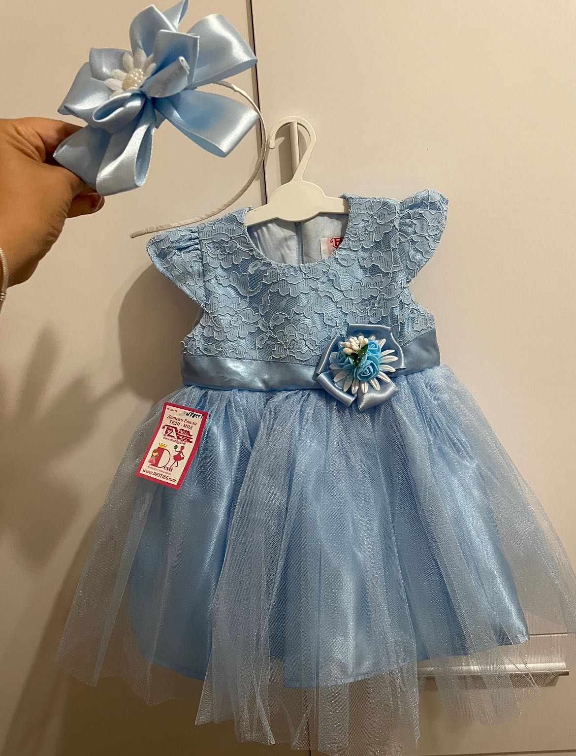 Бебешка официална шаферска/кръщене рокля+ Подарък диадема в същия цвят
