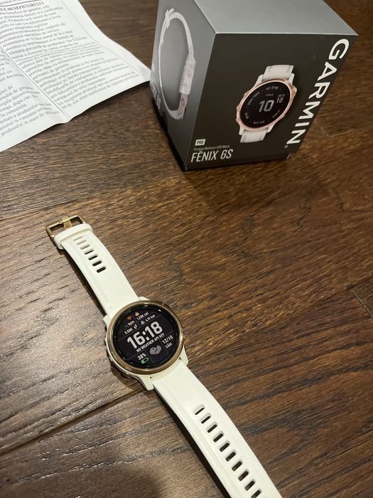 Ceas Garmin Fenix 6S Pro, 42mm, rose gold , curea alba
