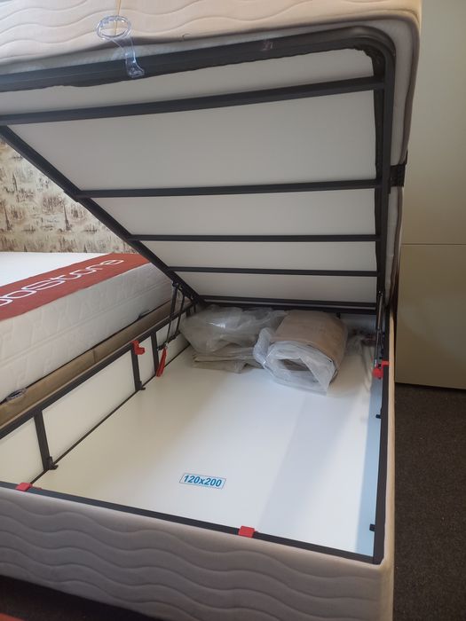 Pat Tapitat SERRA+Saltea 120x200 Cadru+somiere metalice