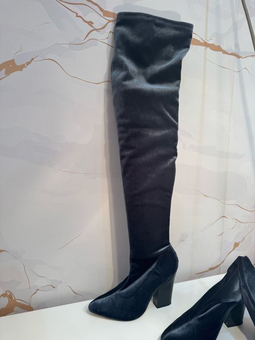 Кафифени чизми Zara, петролено синьо