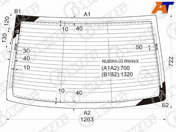 Стекло заднее с обогревом CHEVROLET LACETTI /DAEWOO NUBIRA 4D 04-13 Su