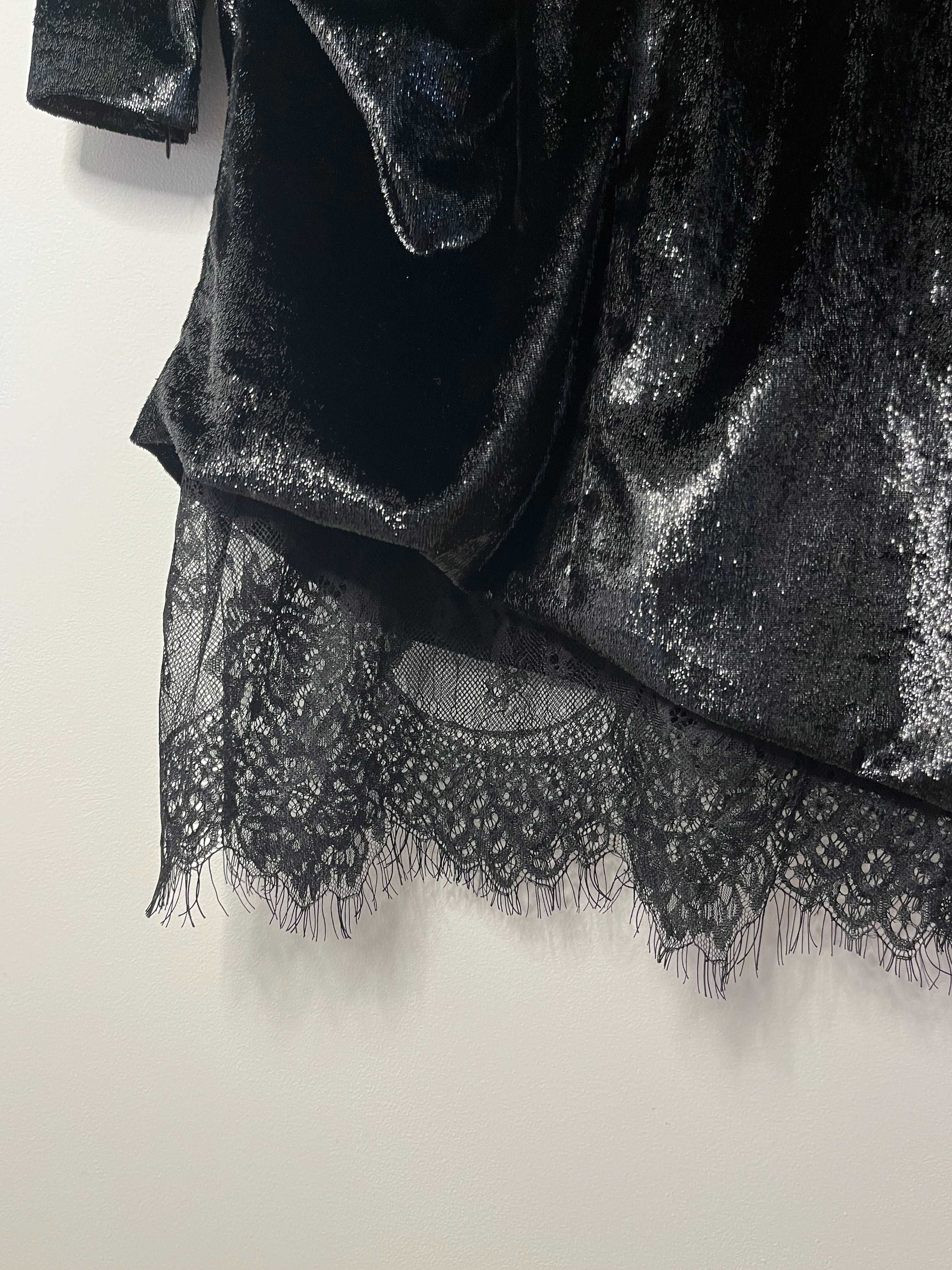 Pinko къса черна блестяща рокля с дълъг ръкав, размер S/EU36, НОВА