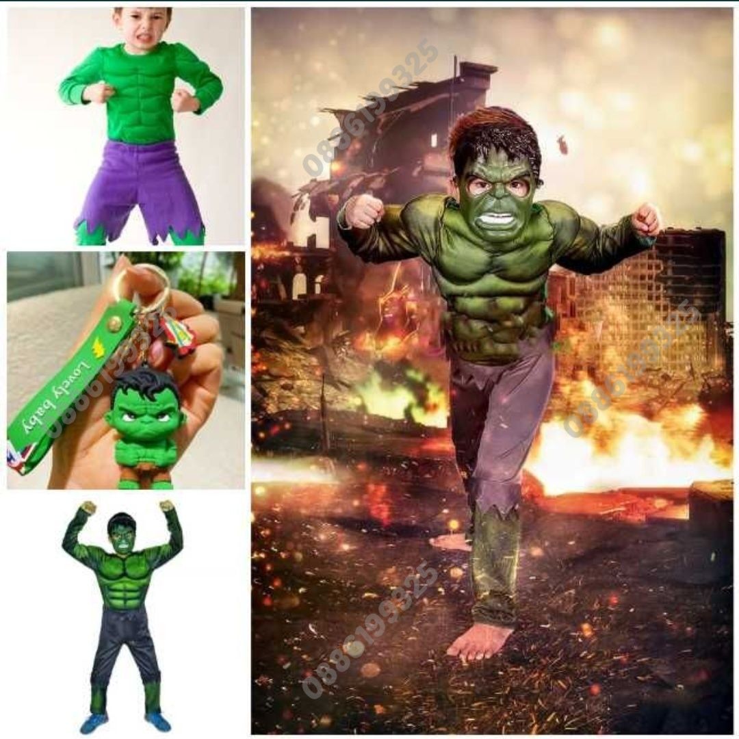 Детски костюм на Хълк с мускули и маска Hulk + ПОДАРЪК