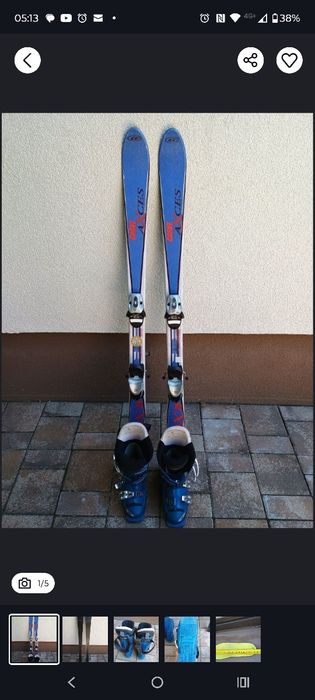 Echipament ski+legături+clapari pentru copii