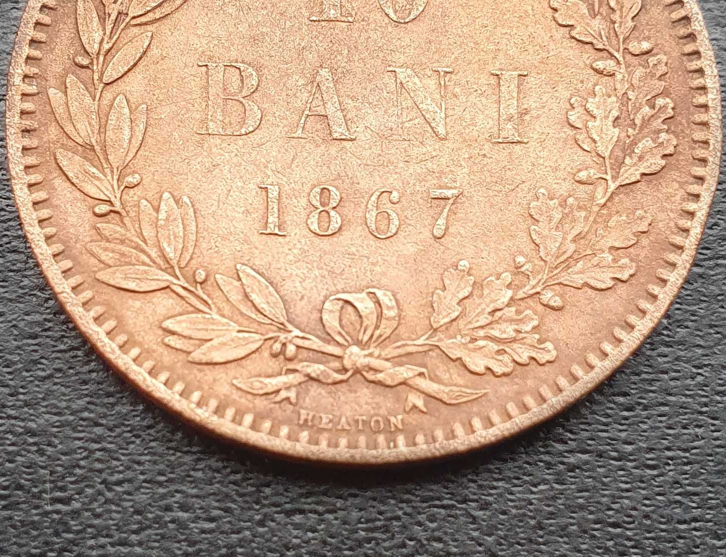 Moneda 10 bani 1868, detalii foarte bune, de colectie