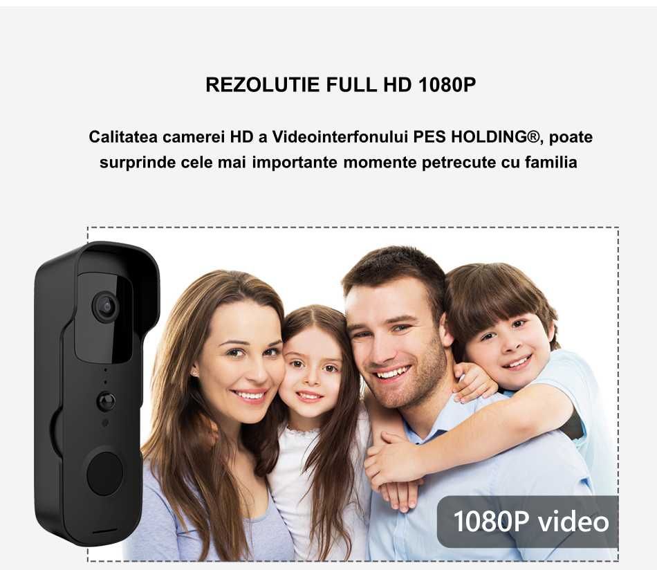 Videointerfon Wifi camera IP Full HD IP54 / compatibil Google, Alexa