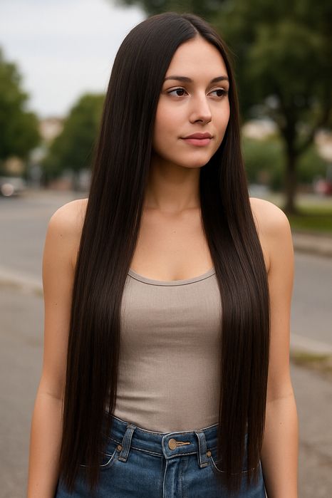 Дълги прави клипс удължения за коса