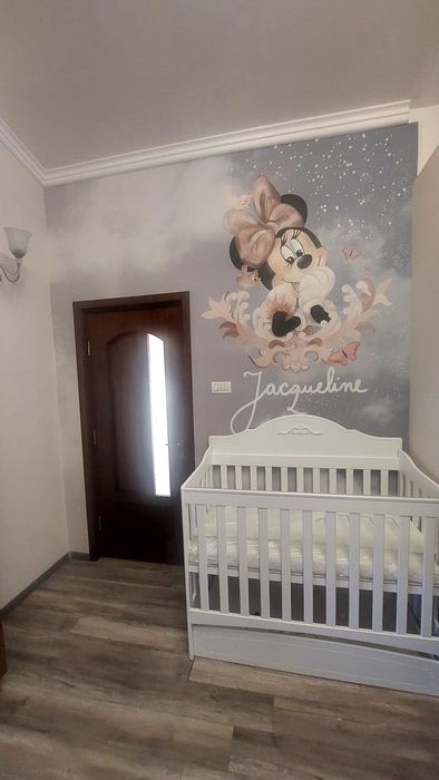 Pătuț bebe din lemn masiv  cu saltea și sertar