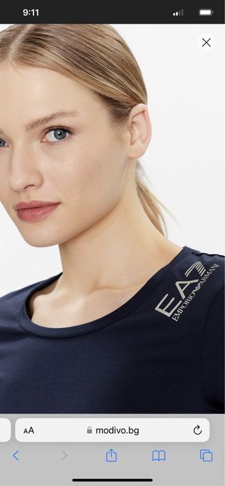 Нова тъмносиня памучна тениска/тишърт EA7 Emporio Armani, размер XS
