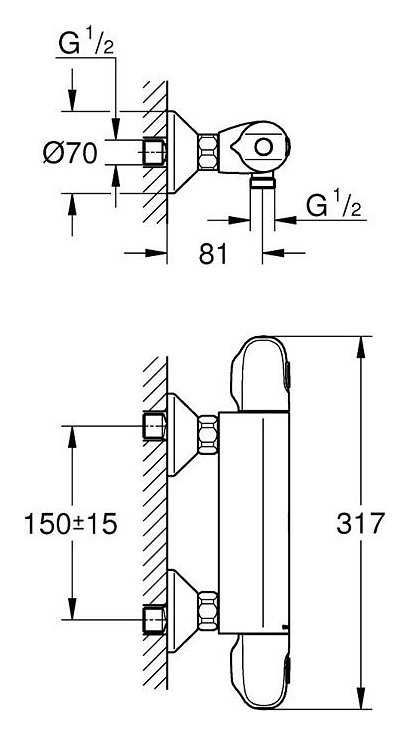 Grohe Термостатен смесител за душ с душ слушалка гарнитура