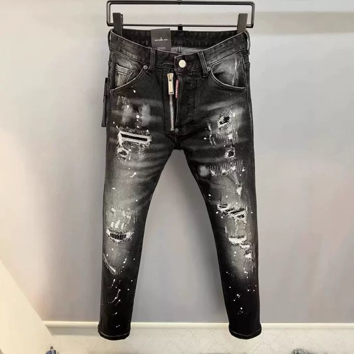 Blugi Dsquared stil Milano  skinny cu rupturi și efect paint