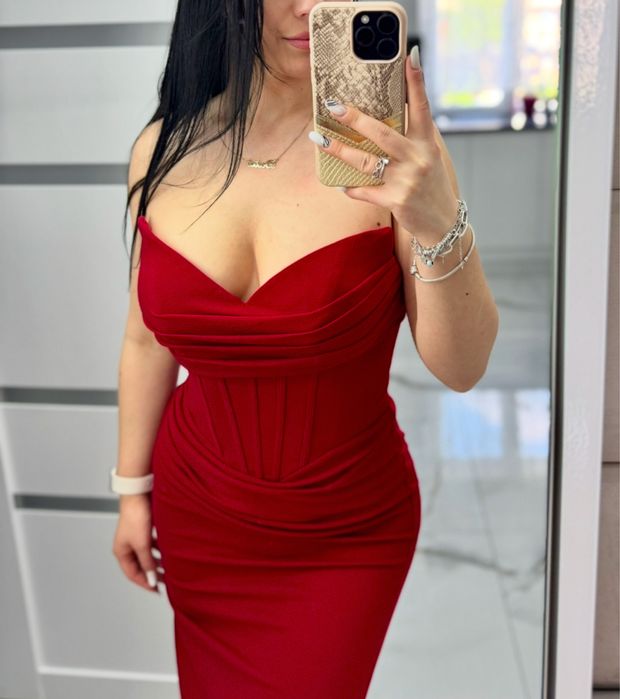 Rochie nunta / rochie eleganta rosie/ Marimea M (38)