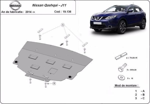 Scut motor metalic otel 2-3mm Nissan Juke, Micra,NV300,Qashqai,X-Trail