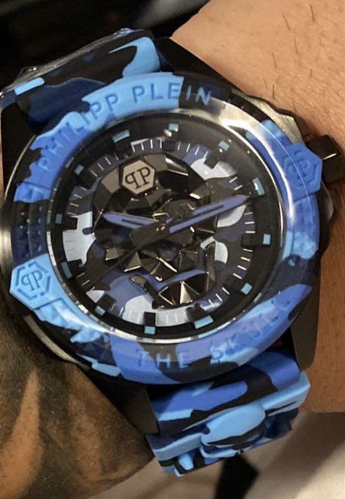 Часовник Philip Plein "The Skull" Blue Camouflage PWAAA1021