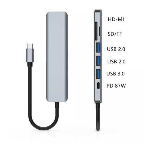 USB Хъб Type C - HDMI + CardReader Digital One SP00492 7in1