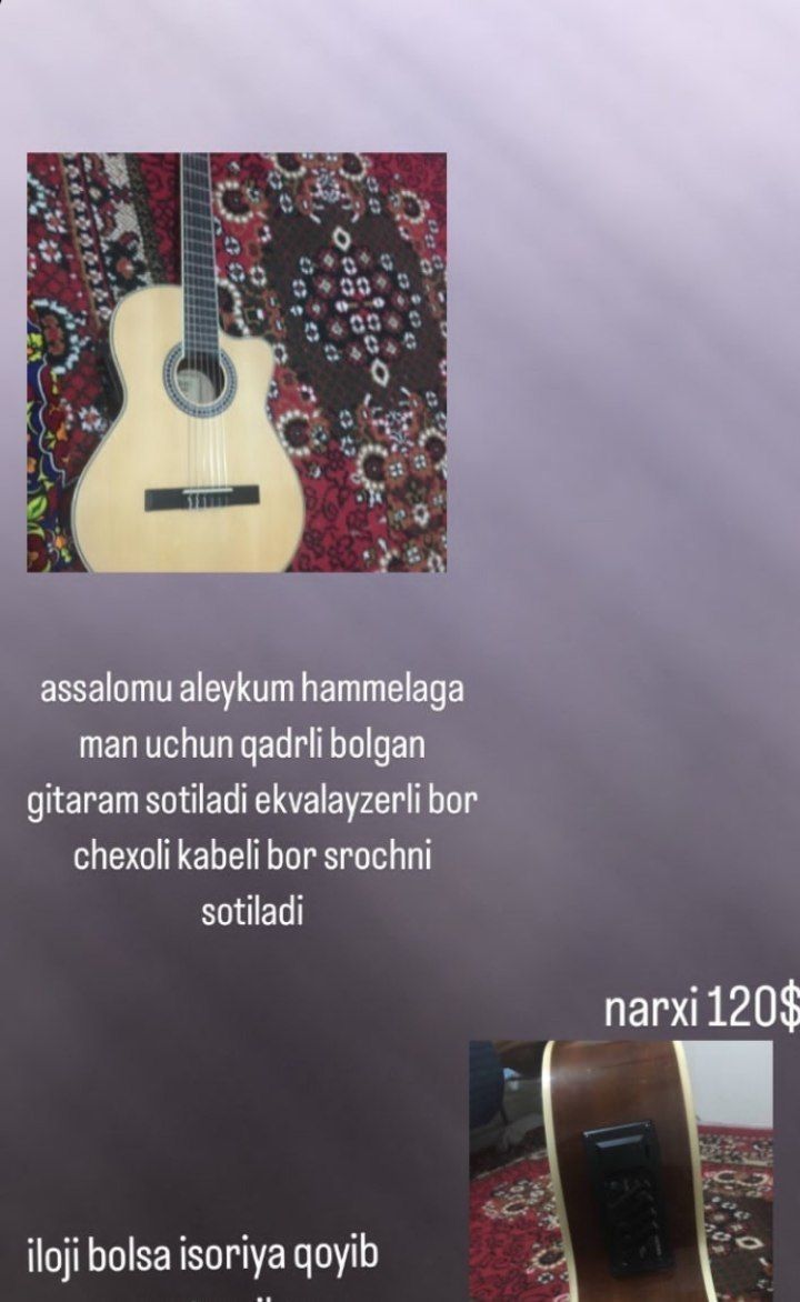 Gitara sotiladi  ekvalayzer bor chexoli bor 120$ sroechni aotila