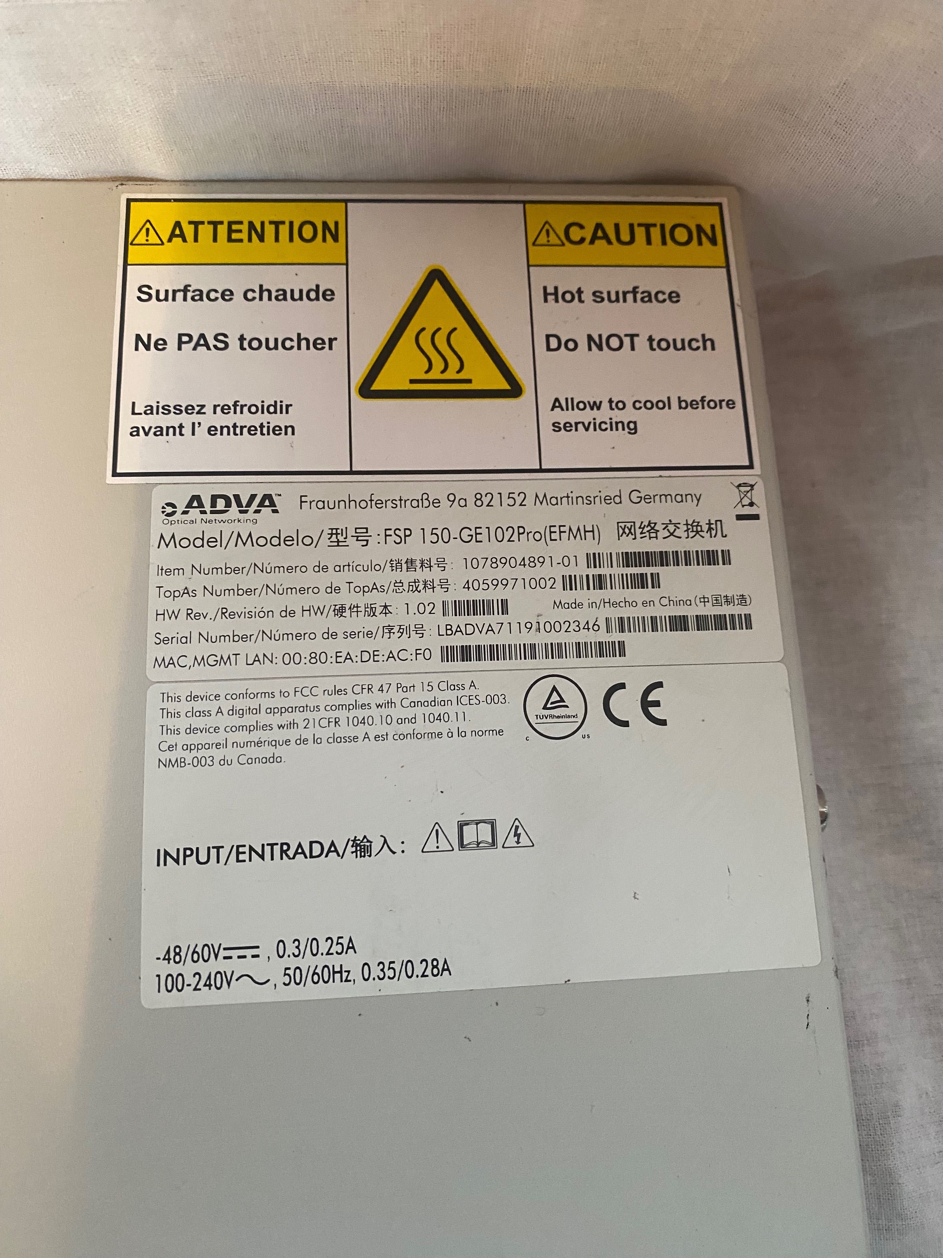 Adva fsp 150 с захранващ кабел