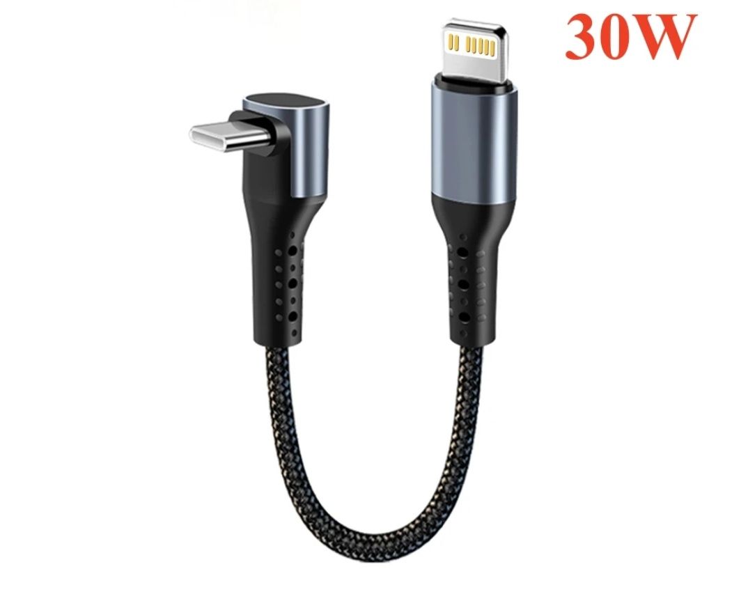 Cablu usb a usb c iPhone lightning 90 grade 25 cm