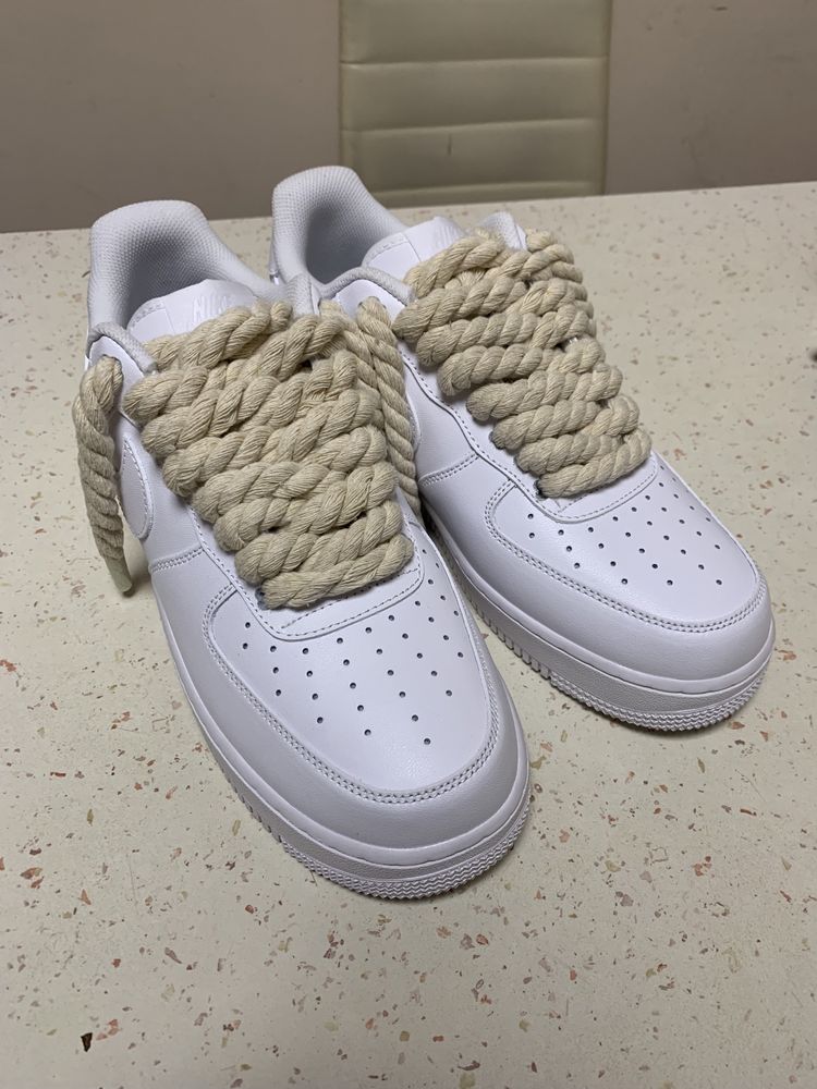 Air Force 1 white / black rope laces custom