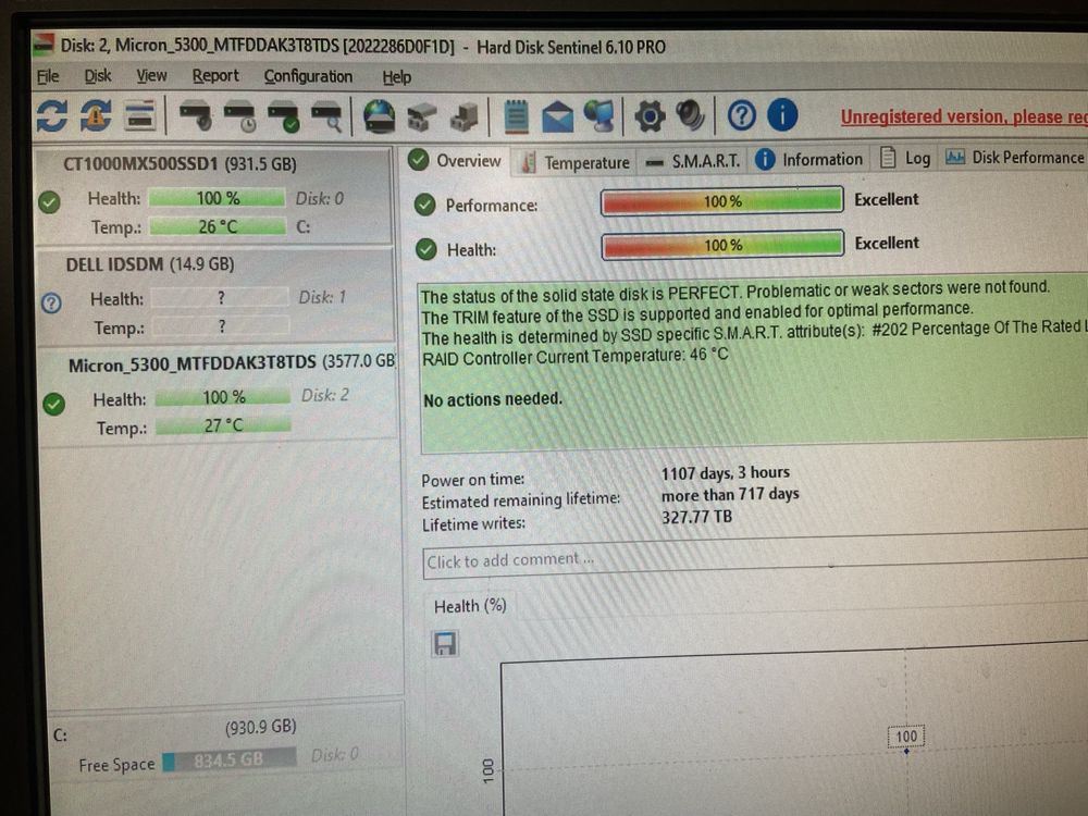Micron 5300 Pro 3.84TB – 100% Health - 2.5" SATA 6Gb/s Enterprise SSD