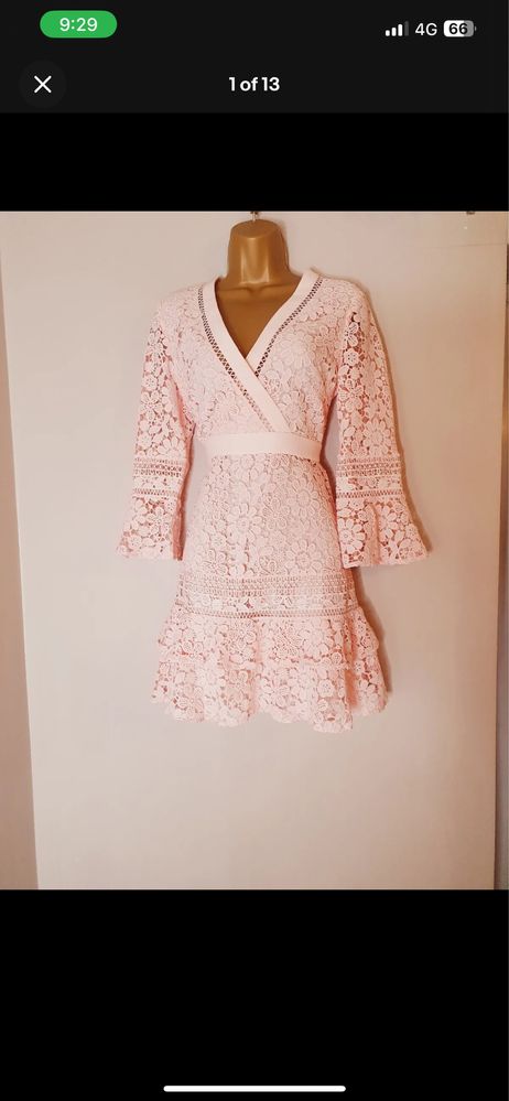 Рокля TED BAKER Nello Multi Lace V Neck Tunic dress, BLUSH/LIGHT PINK