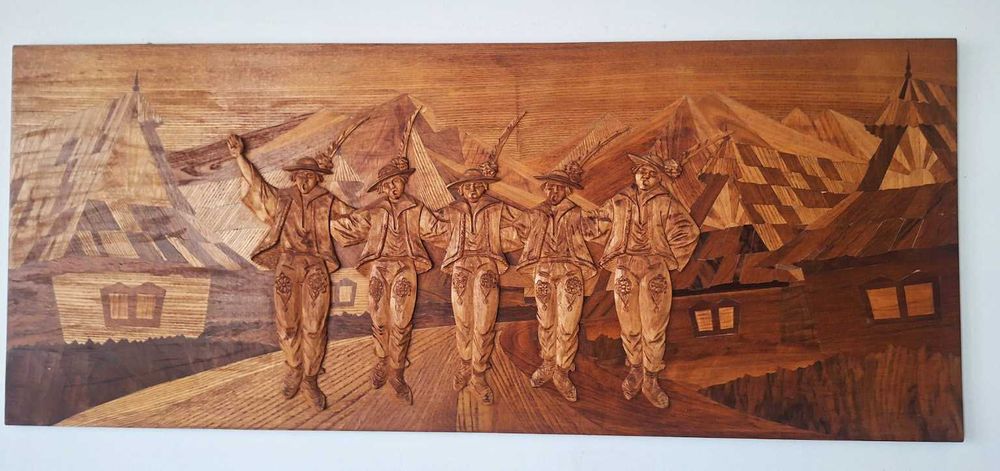 Ръчна дърворезба, Чехословакия вероятно 1960–1970 г. пано