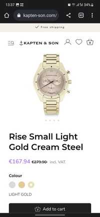 Ceas Kapten & Son Rise Small Light Gold Cream Steel Sapphire Crystal