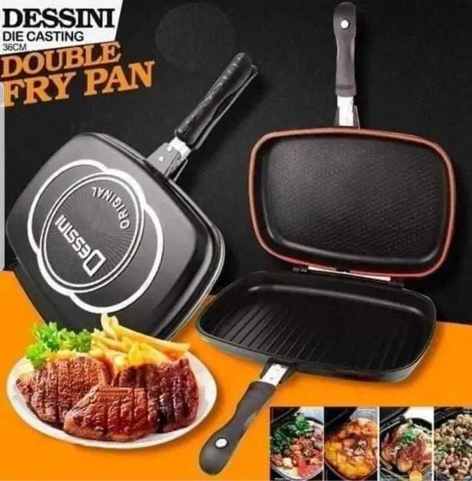 Tigaie dubleta grill Dessini Italy antiaderenta, 36 NOU