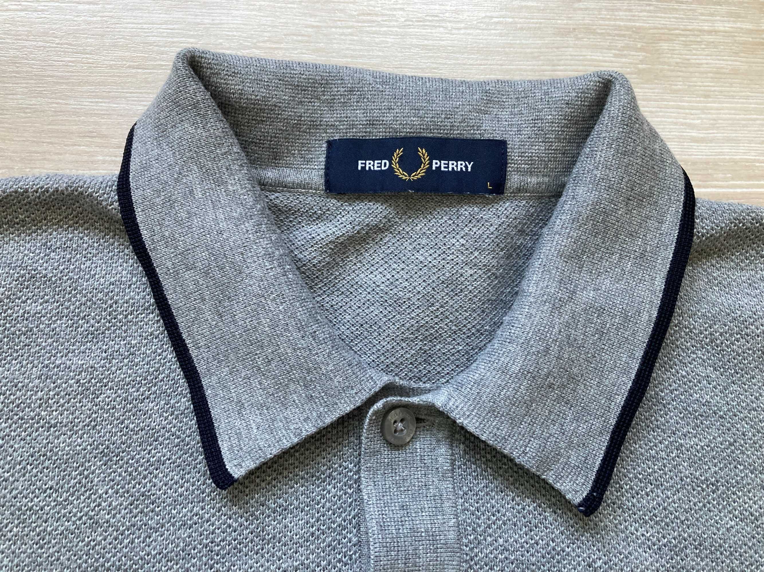 Fred Perry Tipped Knitted Shirt мъжка поло тениска размер L