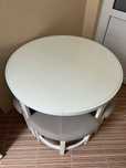 Set masa cu 4 scaune alb/ piele Madras crem Mobexpert
