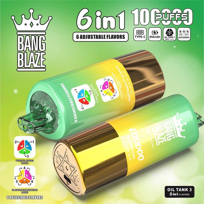 Oferta (10 Vape uri+ 1 GRATIS) Bang Blaze 100.000 puffs, 6 in 1