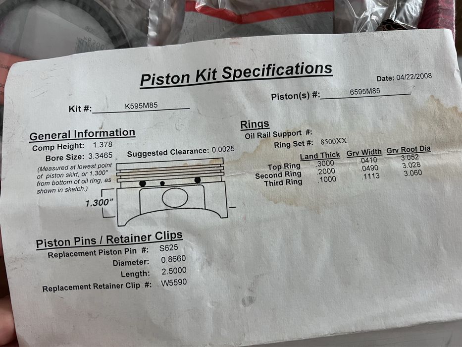 Wiseco Turbo Piston kit Mitsubishi Lancer