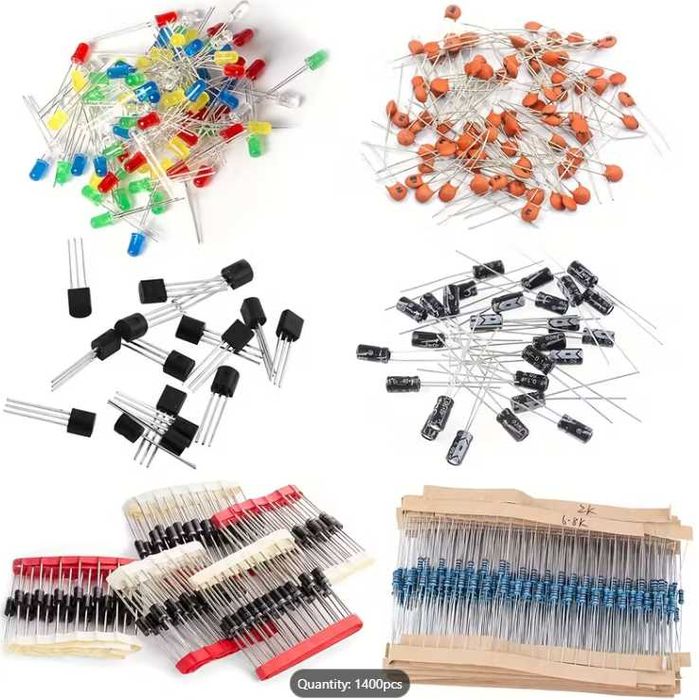 Pachet 1400 piese electronice rezisotri tranzistori cond Arduino DIY