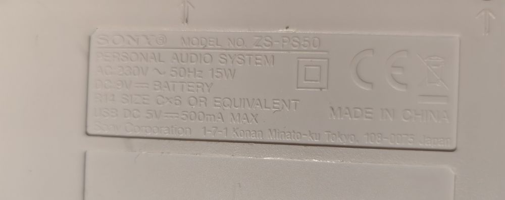 Radio CD Sony ZS-PS50 sistem audio portabil boombox FM AM USB