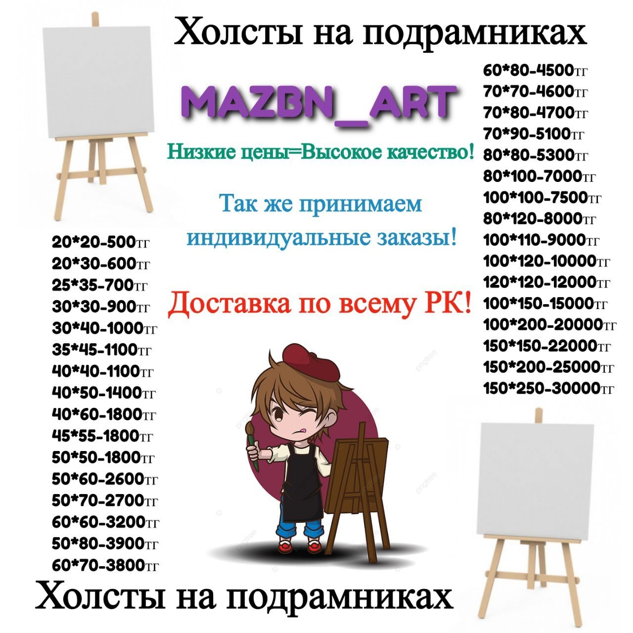 Холсты для рисования  по доступным ценам