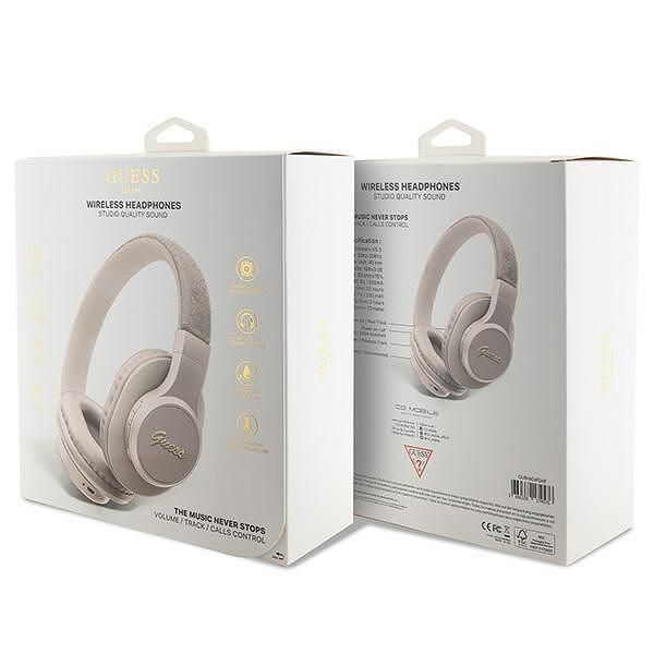 Слушалки bluetooth guess on-ear gubh604gemp pink 4g script